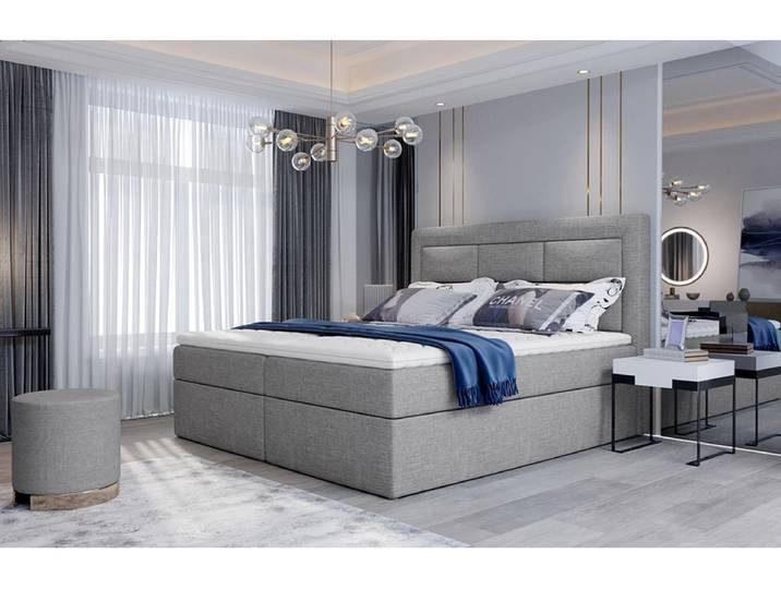 Boxspringbett ELTAP VIVRE grau 140x200cm halbfest