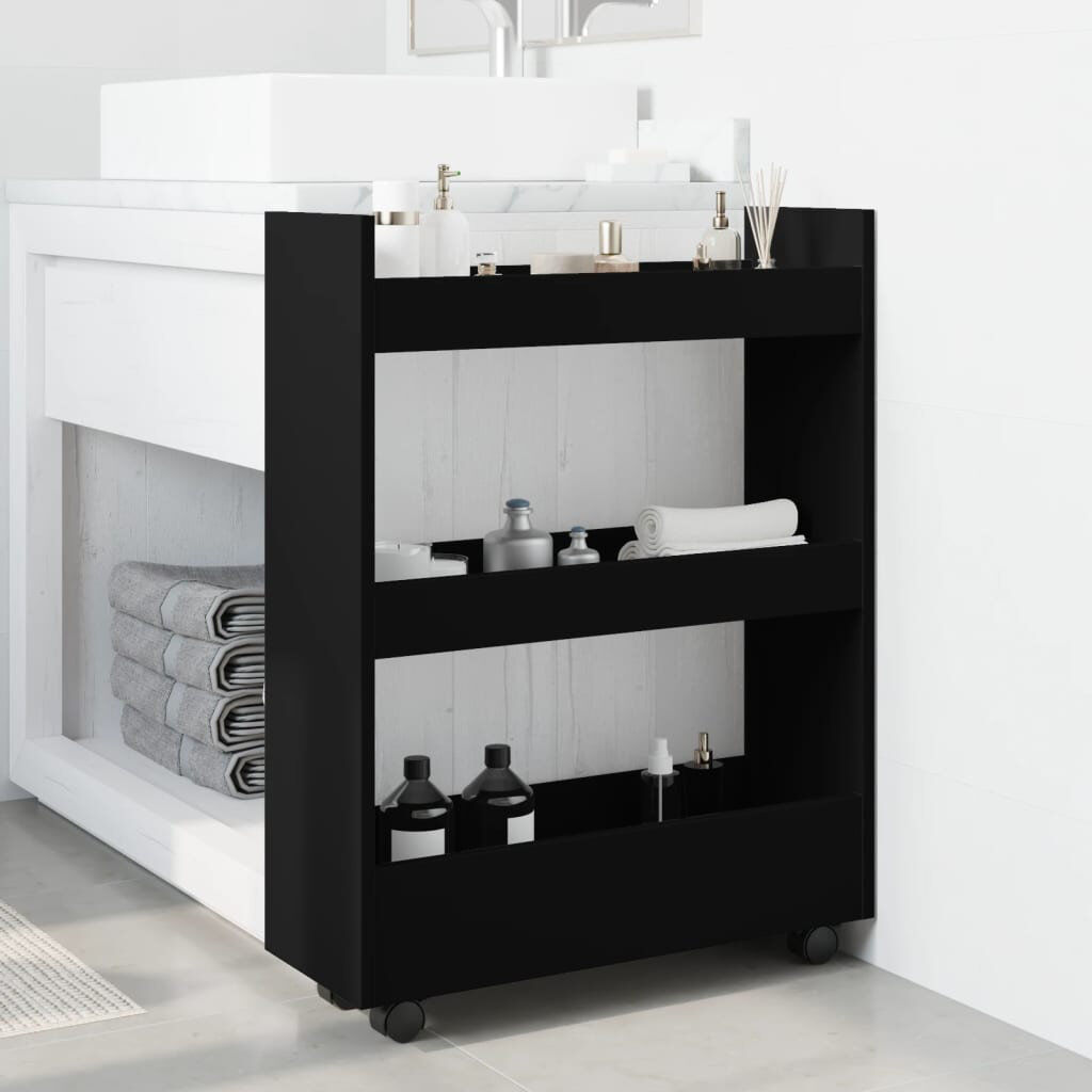 17 Stories Narrow Serving Cart Black 80cm H X 60cm W X 22cm D