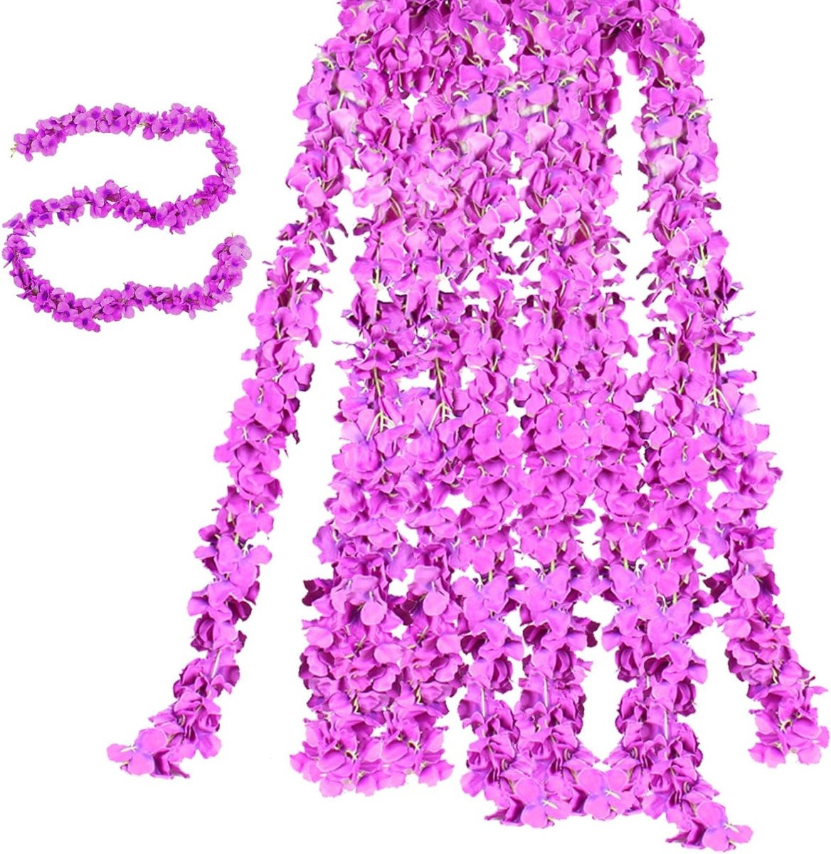 Set van 3 paarse kunstbloemen van 200 cm voor decoratie en bruiloften