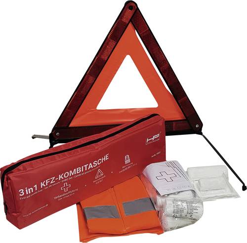HP Autozubehör 10047 Verbandtasche Inkl. Warndreieck, Inkl. Warnweste Pkw, Motorrad, Bus, Lkw, Quad, SUV, Van, Wohnmobile