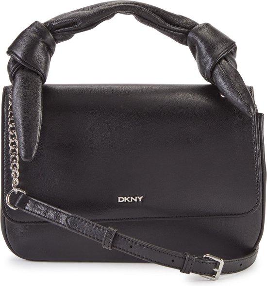 DKNY Crossbody-Tasche aus Leder, verstellbarer Schulterriemen, Magnetverschluss, 2 Fächer, schwarz