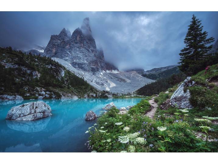Fototapete PAPERMOON Photo-Art JEAN CLAUDE CASTOR, VENETIEN - LAGO DI SORAPIS PANORAMA , bunt, B:2,5m L:1,86m, Vlies, Tapeten, Fototapete