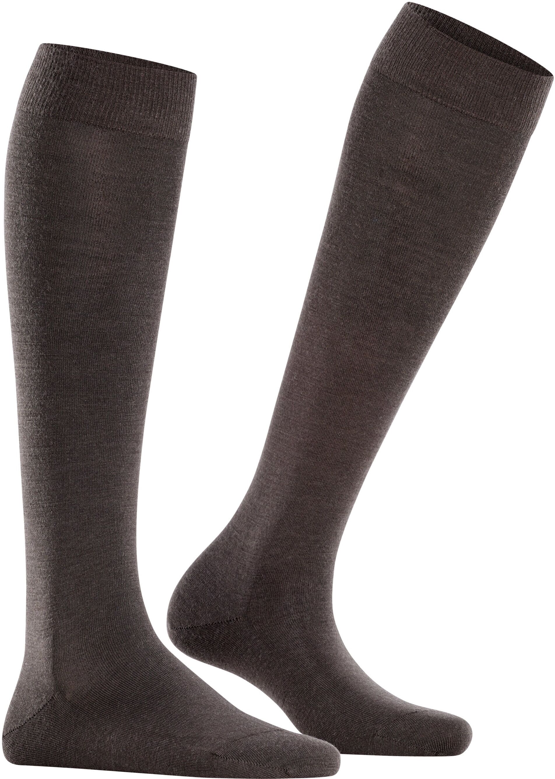 Kniestrümpfe FALKE "Softmerino", Damen, Gr. 41-42, braun (schwarz braun), Materialmix, Socken Kniestrümpfe, mit feinem Maschenbild, atmungsaktiv, temperaturausgleichend schwarz braun 41-42