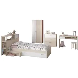 Parisot, Komplett-Babyzimmer, CHARLEMAGNE Komplettes Kinderzimmer - Kopfteil + Bett + Kommode + Kleiderschrank + Schreibtisch (Kinderkleiderschrank, Wickelkommode)