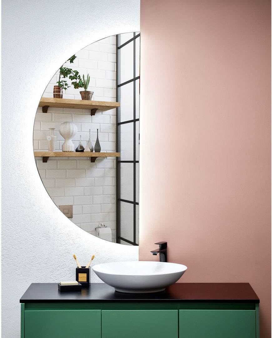 Metro Chemene Round Wall Mirror Medium Yellow Wood 60x 120 cm