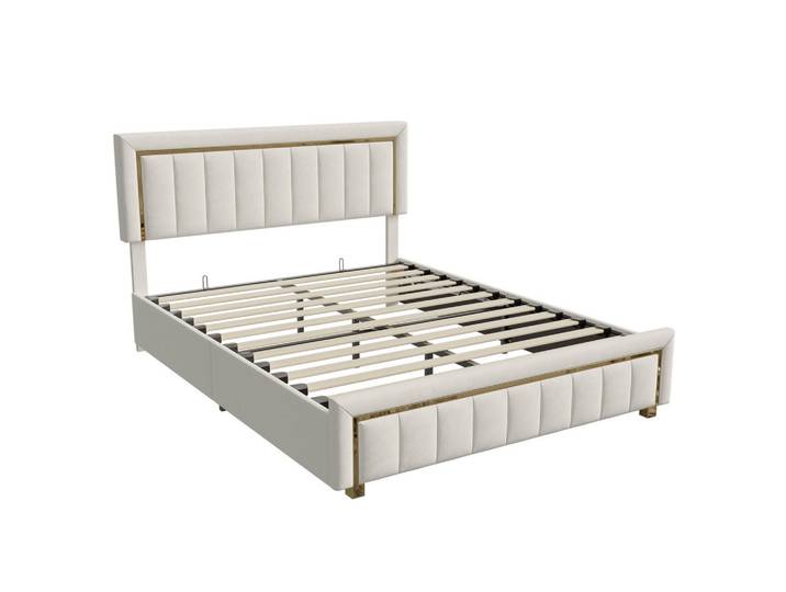 Polsterbett 140x200 cm, Beige, mit Stauraum & Lattenrost, Mode, 140x200 cm, Schlafzimmer, Betten, Polsterbetten