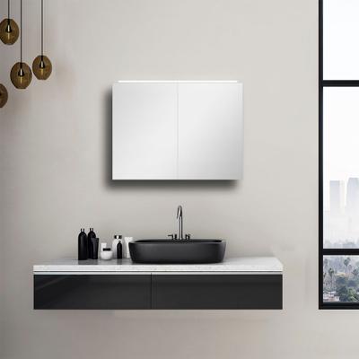 Spiegelschrank TALOS "Silver Magic", silber (silberfarben), B:70cm H:50cm T:13cm, Aluminium, Schränke, Spiegelschrank, mit LED-Beleuchtung, verschiedene Größen