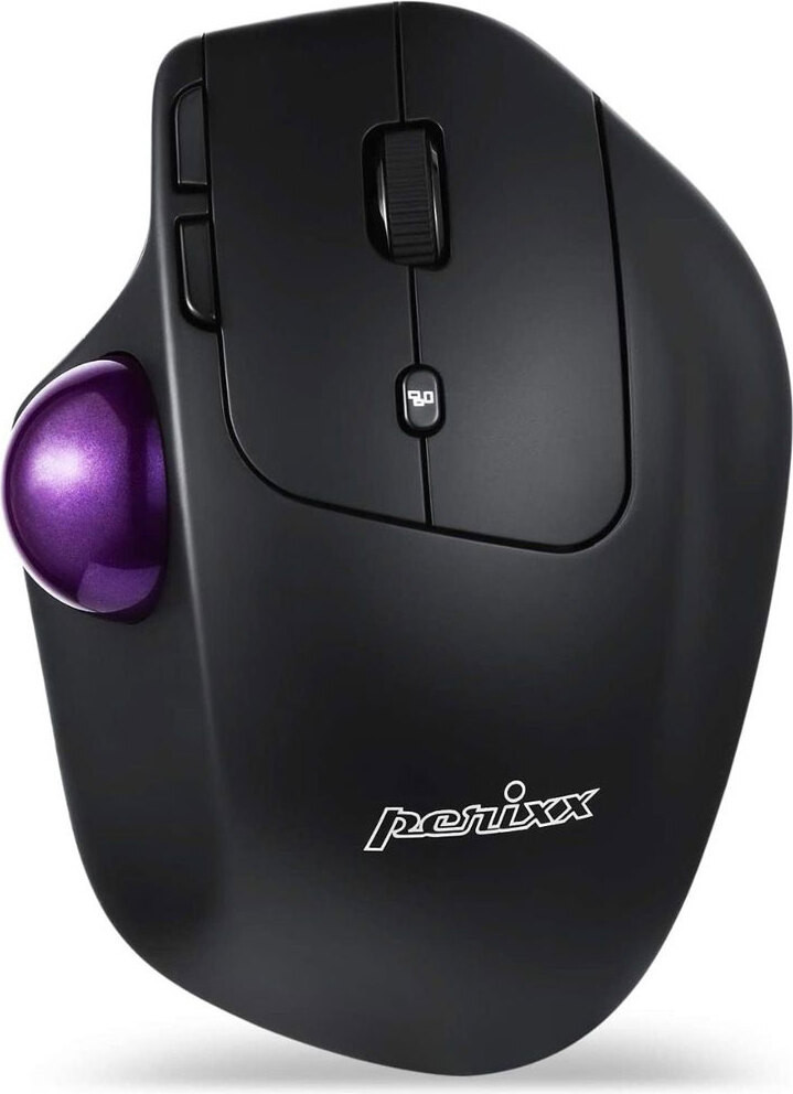 Perixx PERIMICE-720 ergonomische trackball muis, draadloos 2.4 GHz en Bluetooth, verstelbare hoek, 2 DPI-standen, zwart