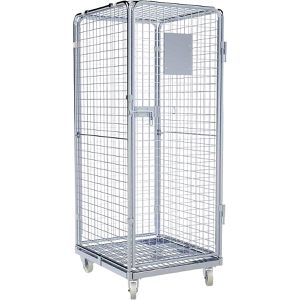 HMH Rollbehälter ADB, mit Tür, Nutzhöhe 1605mm, verzinkt, Stahlbodenplatte 710 x 800mm, 5-seitig