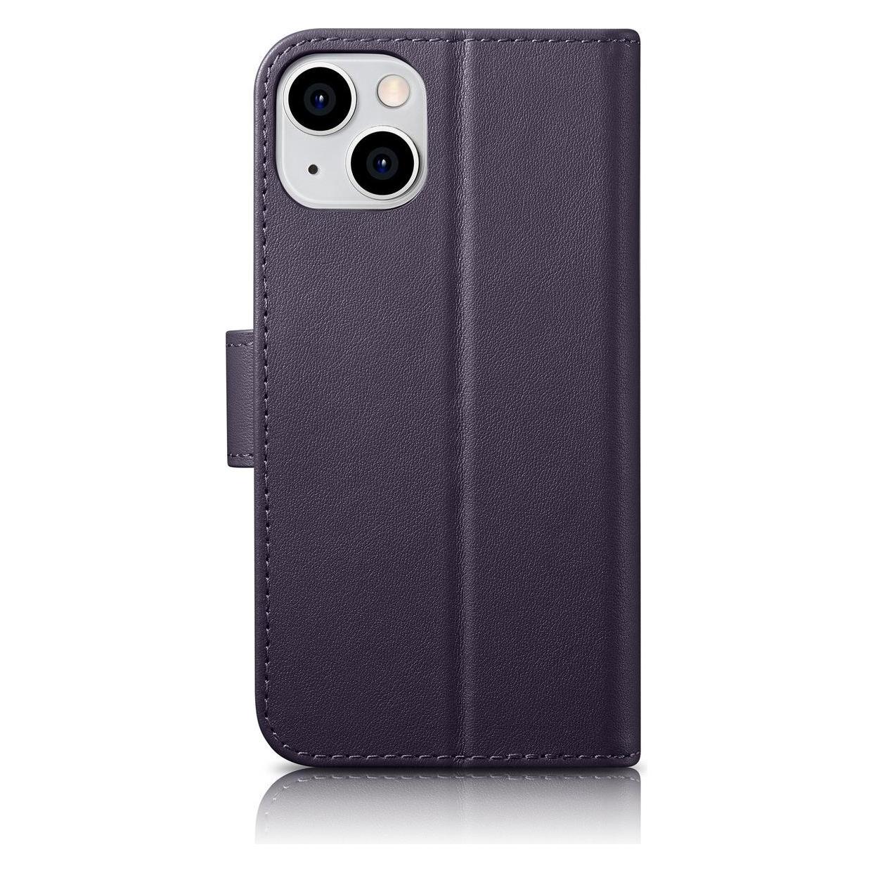 iCarer Magazin Wallet Case 2 in1 Cover iPhone 14 Plus Anti-RFID Leder Flip Case Dunkellila (WMI14220727-DP) (Apple iPhone 14 Plus) (WMI14220727-DP)