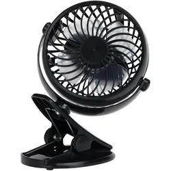 WellHome - Tischventilator USB in Schwarz Ø14,5x11,5 cm