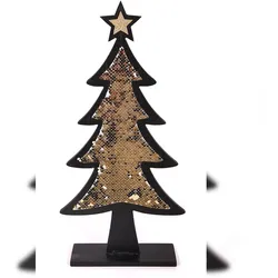 Tarrington House Weihnachtsbaum, Holz, 19 x 6 x 47 cm, mit Pailletten, schwarz/ gold