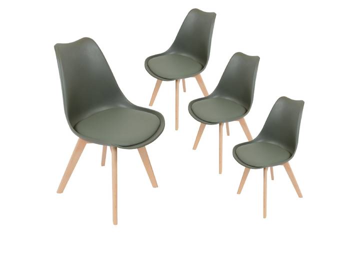 Altobuy - Medaline - Lot De 4 Chaises Scandinaves Kaki