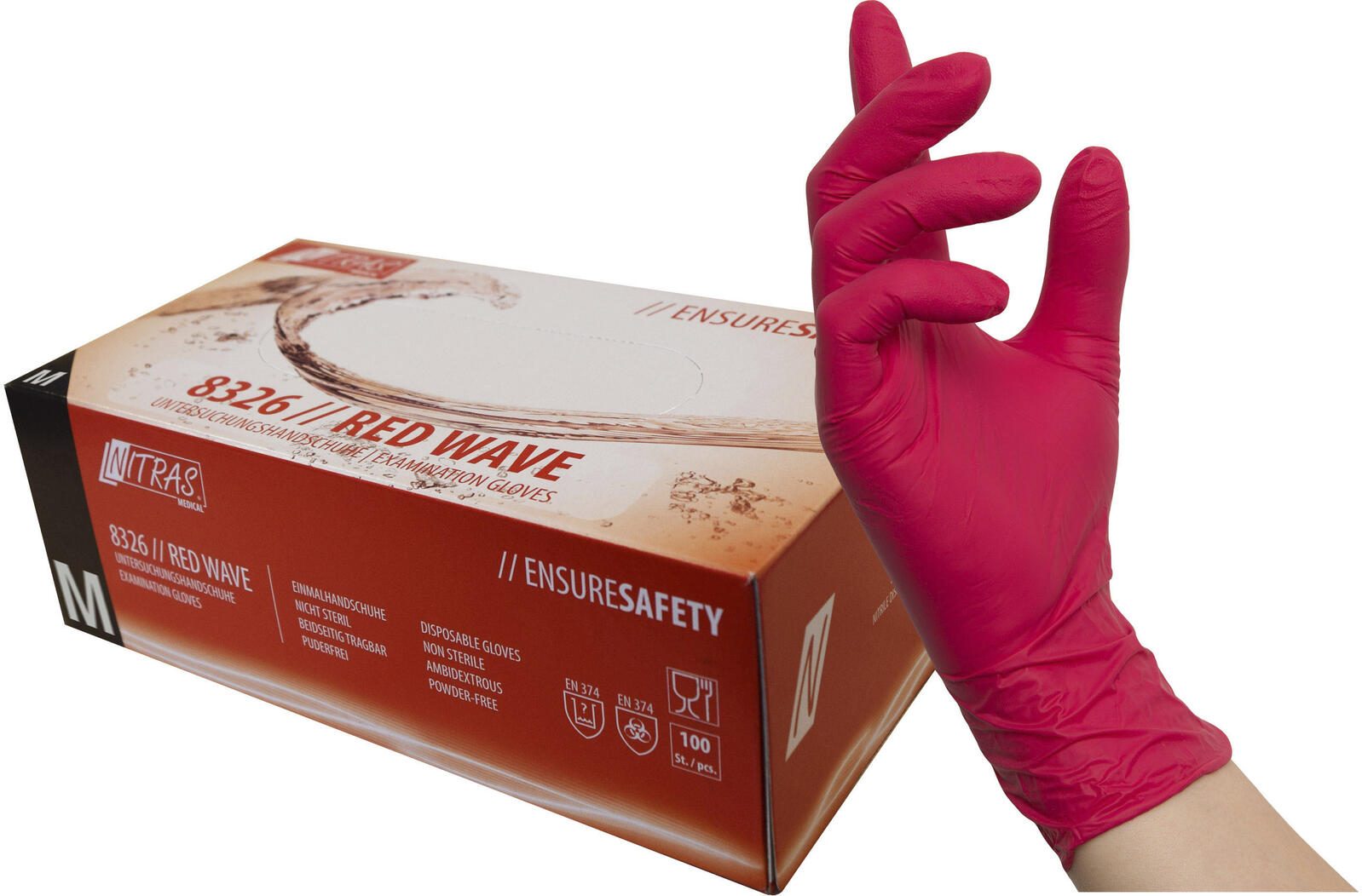 NITRAS® Einmalhandschuhe RED WAVE M rot 8326