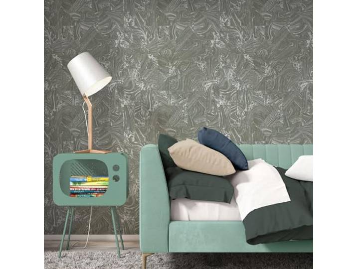 Vliestapete Marmoroptik Grafisch Wellen Grau Silber Metallic 10358-15
