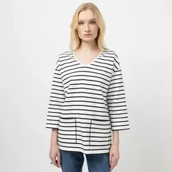 STEFFEN SCHRAUT Sweatshirt, 3/4 Arm V-Ausschnitt aufgesetzte Taschen leger weit