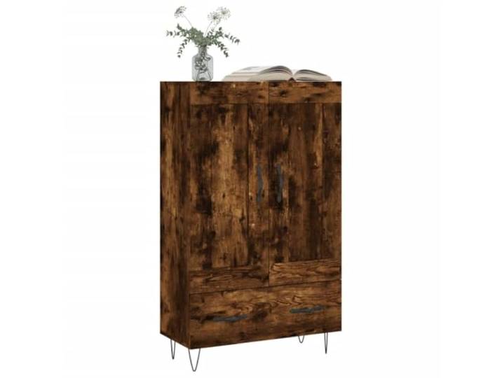 KTHLBRH Anrichte Eiche Rauch 69,5 x 31 x 115 cm Holz mehrschichtig Aufbewahrungsschrank, 69 cm, großer Stauraum, Ablage, Metall, Wandbefestigung