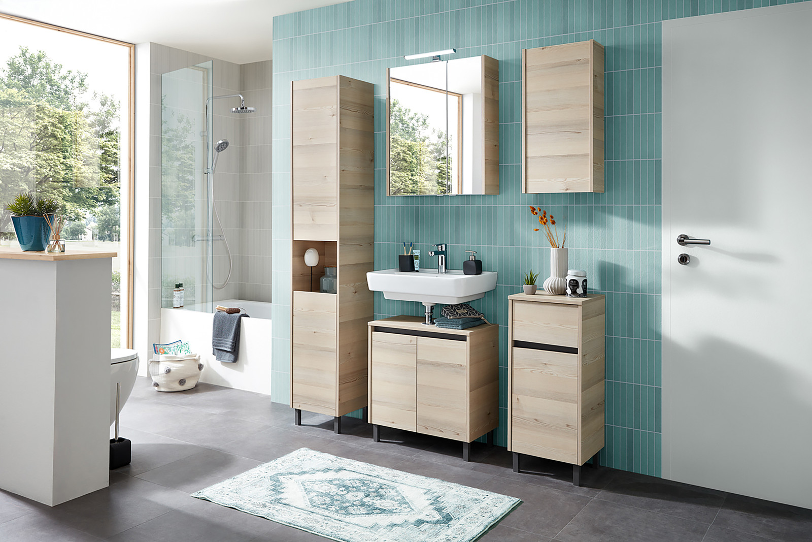 home24 Wastafelonderkast A modern bruin met houteffect en deuren