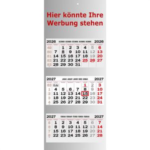 Böttcher-AG 3-Monatskalender Oslo mit Werbedruck, 1 Monat = 1 Blatt, 33 x 80 cm, Jahr 2027, 500 Stück