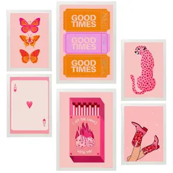 POSTER Set Mit 6 Moderner Jugendkunst A3 & A4 Weißer Rahmen