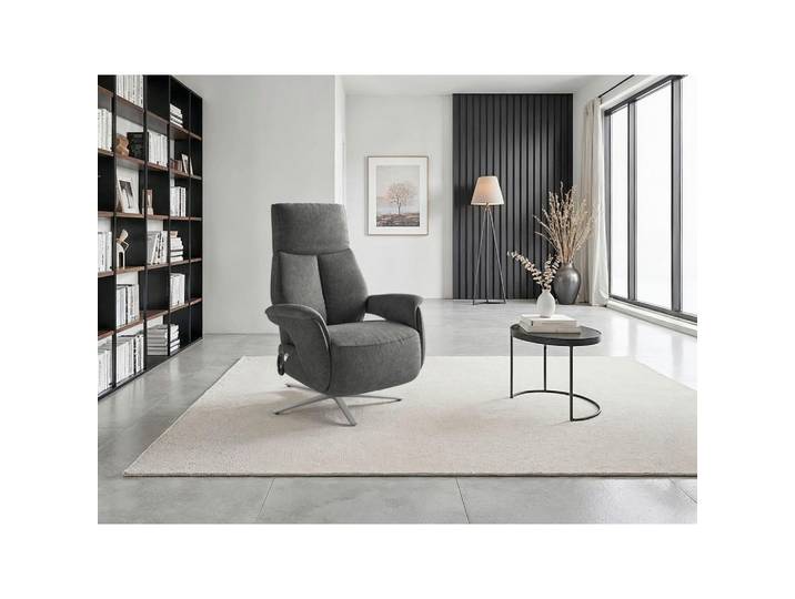 Sit & More Relaxsessel TV Lazy E L3, Dunkelgrau, Metall, 75x117x85 cm, Liegefunktion, Herz-Waage-Funktion, Sitzfläche 360° drehbar, gepolsterte Armlehnen, Wohnzimmer, Sessel, Relaxsessel