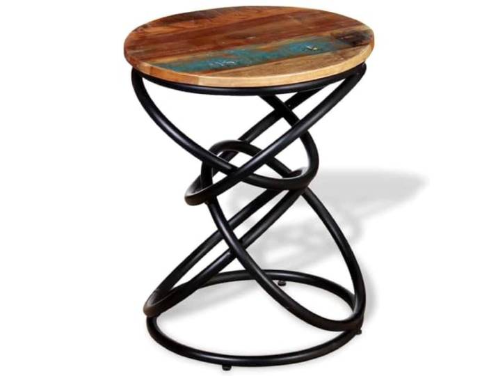 Beistelltisch Aus Altholz Massiv Mit Metalrahmen, Vintage Couchtisch Recyceltes Massivholz, handgefertigt, stabiler Metalrahmen, Unikat mit Gebrauchsspuren