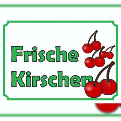HB-Druck Verkaufsschild Schild Frische Kirschen zu verkaufen A3 Rückseite selbstklebend