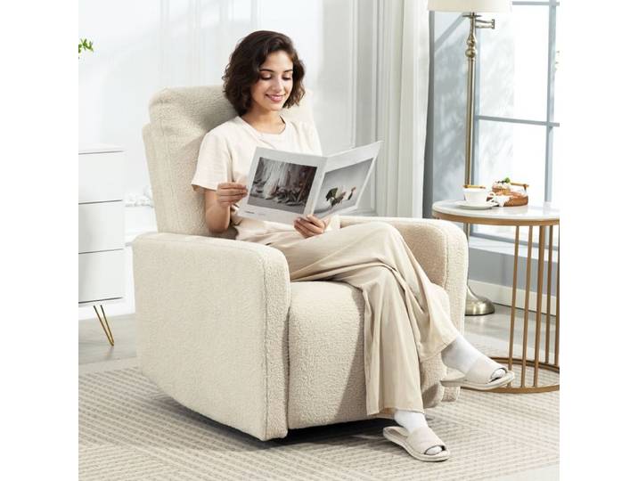 Fauteuil inclinable fauteuil de relaxation avec repose-pieds pivotant à 360° et basculant 76 x 94 x 100 cm beige