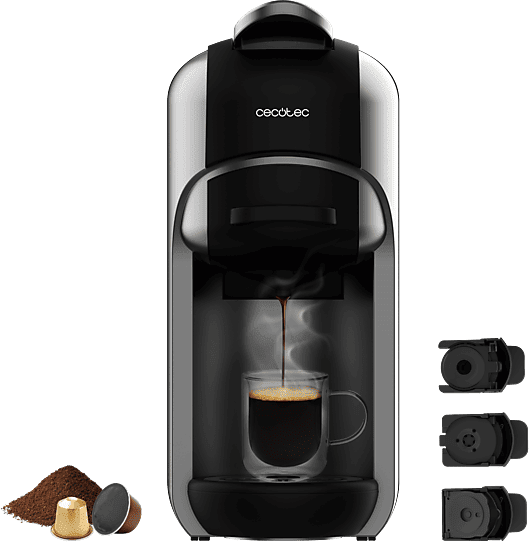Cafetera de cápsulas - Cecotec FreeStyle Compact, 19 bar, 0.6 l, 1450 W, Plateado/Negro