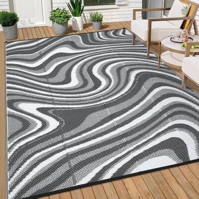 Garvee Waterproof Reversible Modern Abstract Outdoor Rug