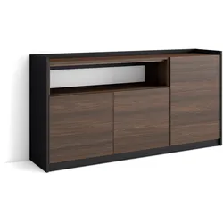 SIDEBOARD, Highboard, Dunkler Eiche und Schwarz, 156/37/80cm