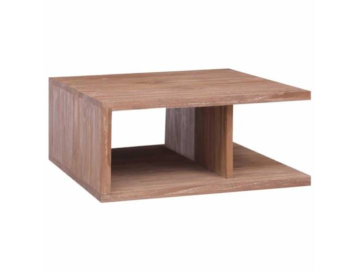 GHVBNMF Couchtisch Massivholz Teak 70x70x30cm C-Form Wohnzimmertisch Rustikaler Teakholz Beistelltisch mit praktischem Ablagefach fürs Wohnzimmer, bereits komplett fertig montiert geliefert.