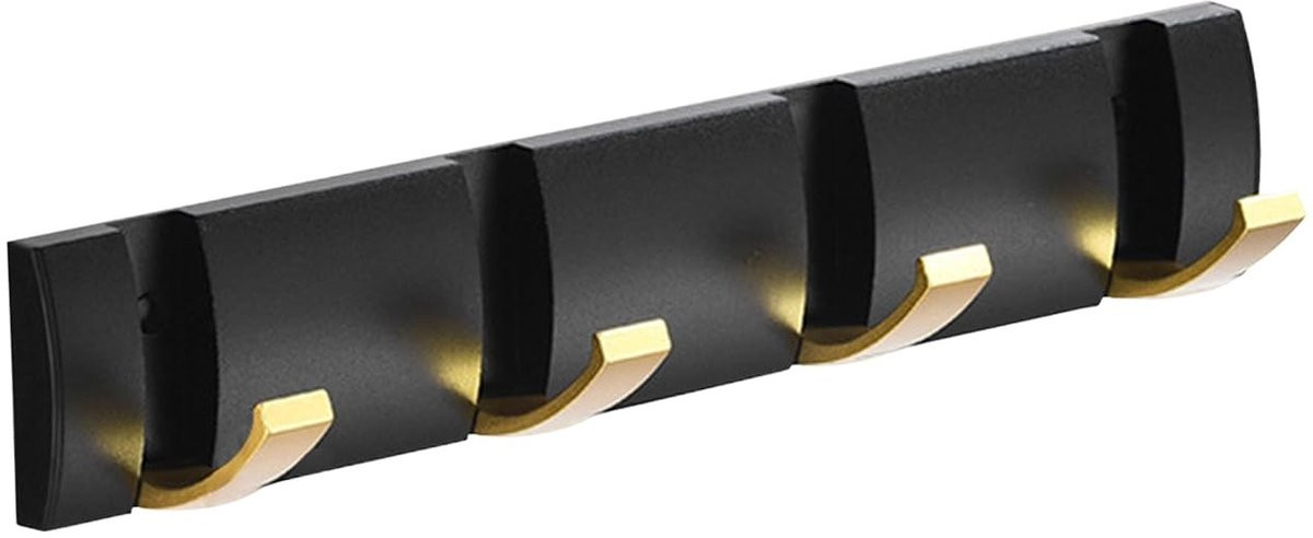 Wandgemonteerde aluminium kapstok met 4 vouwbare haken