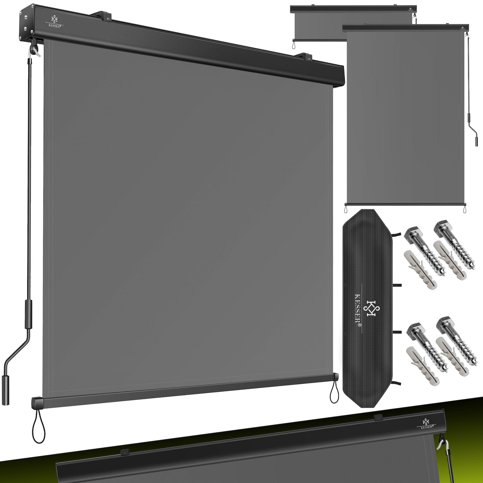 KESSER® Senkrechtmarkise Außenrollo Handkurbelmechanismus Balkonrollo Sonnen & Sichtschutz Beschattung Sonnenschutz Außen Rollo mit Kurbel Markisenkasten Balkon & Terrasse Inkl. Montageset & Abdeckung