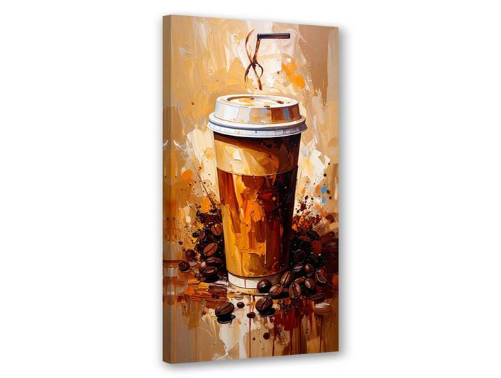 Feeby Leinwandbild Becher Kaffee Getränke 50x100cm, Braun, Essen/Getränk, Rechteckig, 50x100 cm, Bilder & Rahmen, Bilder, Leinwandbilder