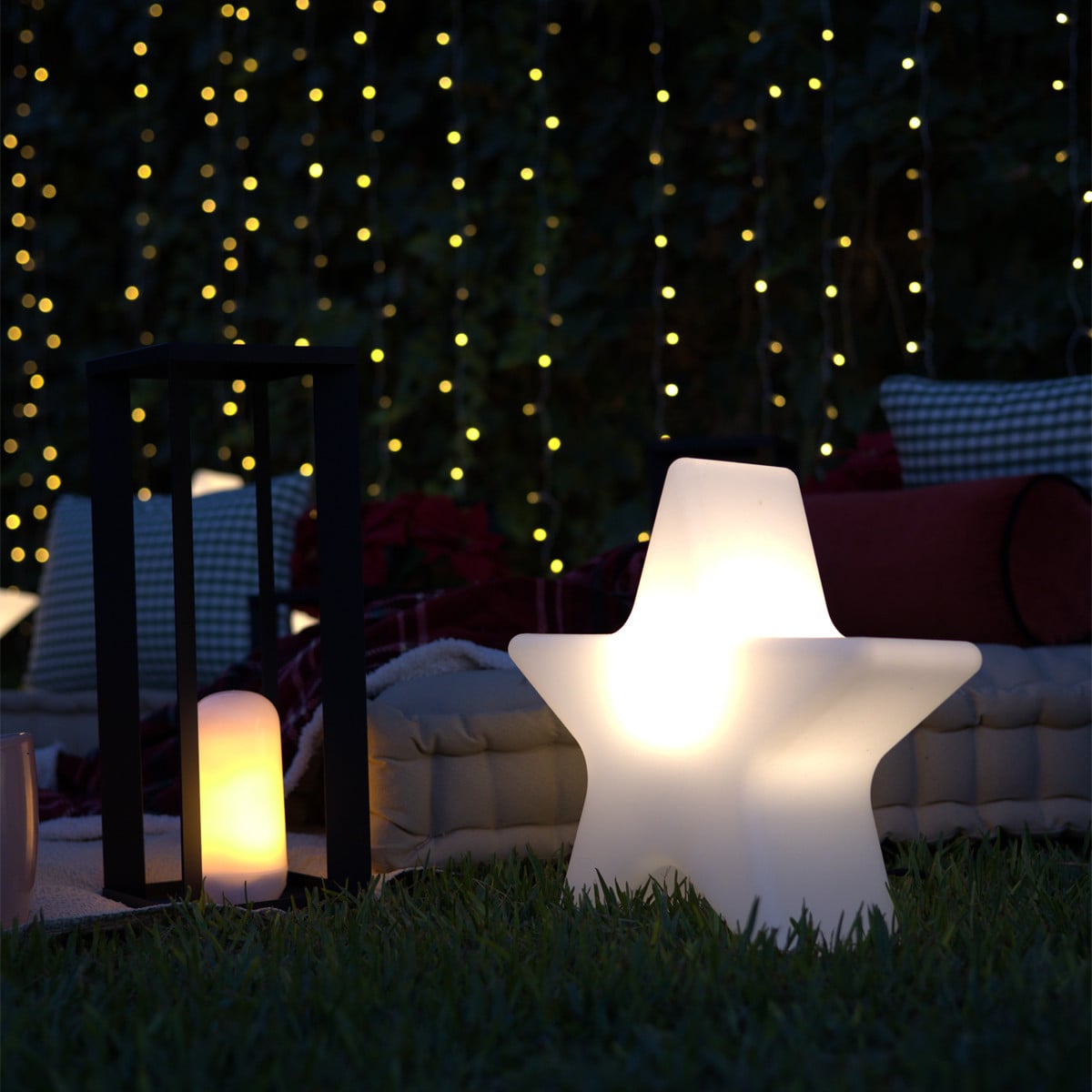 Newgarden Kerst vloerlamp met LED, RGBW, Solar en oplaadbaar, Wit, Hoogte: 45 cm