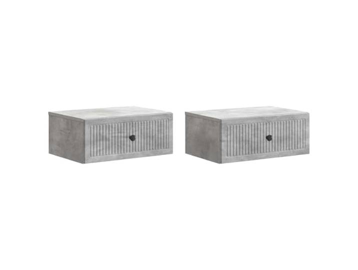 Heofavd Nachttisch 2er Set Betongrau Wandmontiert 49x34,5x20cm