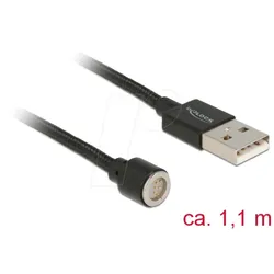 DELOCK 85724 - USB Daten- und Ladekabel magnetisch schwarz 1,10 m