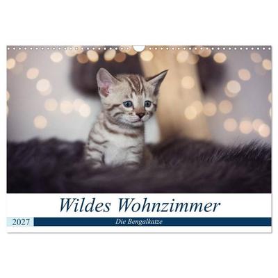 Wildes Wohnzimmer - Die Bengalkatze (Wandkalender 2027 DIN A3 quer), CALVENDO Monatskalender