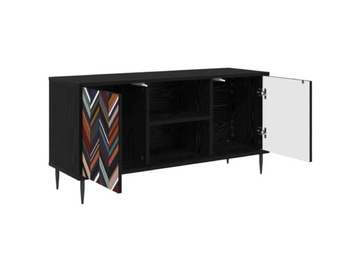 PUGYNBK TV-Möbel aus Eichenholz, Schwarz, 102 x 33 x 51 cm Erhöhte Beine, geräumige Aufbewahrung, modernes Design, einfache Reinigung