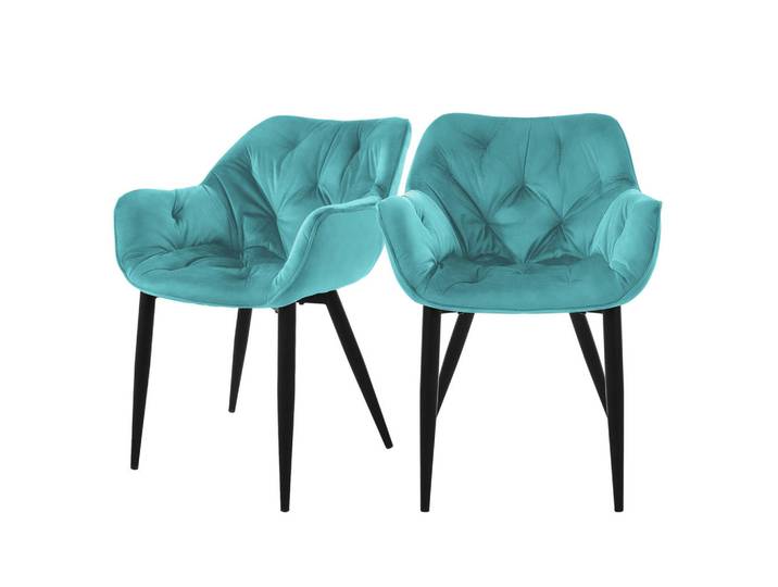 Ml-Design Esszimmerstuhl Samt Petrol 2er Set, Blau, Metall, 67x83x59 cm, Esszimmer, Stühle