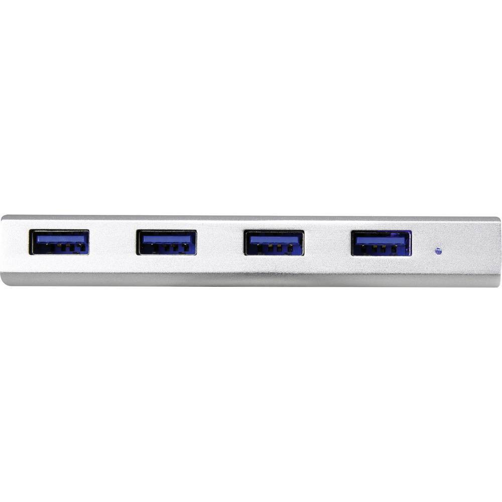 Renkforce RF-3703155 USB-hub met 4 USB-A poorten, USB 3.0, 5 Gbit/s, aluminium