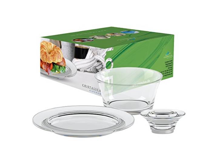 Frühstückset Loft 18 Teilig 6 Eierbecher 6 Teller 6 Müslischalen Transparent Kristall