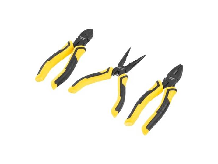 STANLEY STHT0-75094 Juego Alicates Control Grip. Universal + corte diagonal + boca larga\, Noir/Jaune\, Taille unique
