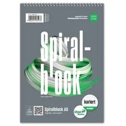 Spiralblock, A5, 70g/m2, 40 Blatt, kariert perforiert