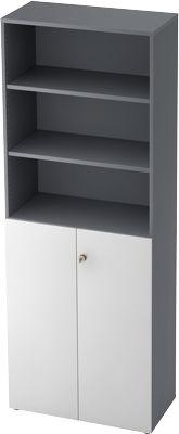 Regalschrank TOPAS LINE, 3 OH Regal/3 OH Türen, graphit/weiß