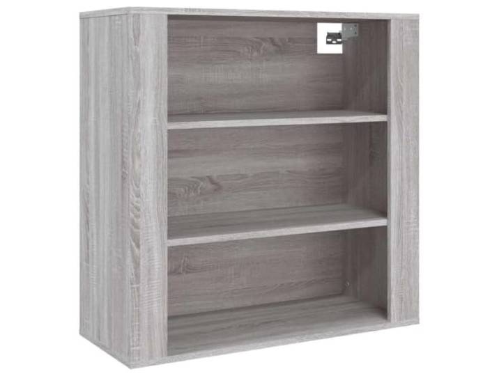 TUERYAFEK Wandschrank Grau Sonoma 80x33x80 cm Holzwerkstoff 3 Fächer, Wandmontage, Vielseitig Nutzbar, Feuchtigkeitsbeständig, Leicht zu Reinigen
