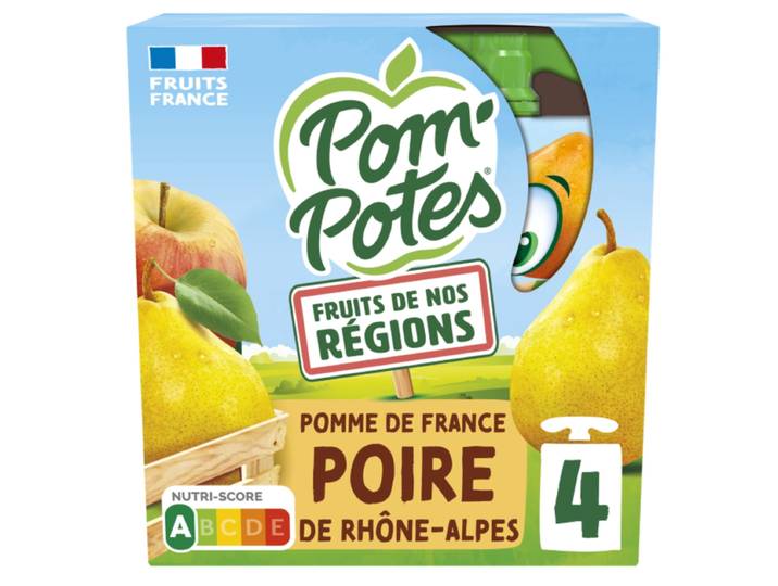 POM'POTES Purée de poire et pomme 4 x 90 g