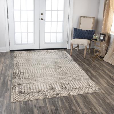 NAVATEXTURA Graystone Natural Geometric Polyester Area Rug