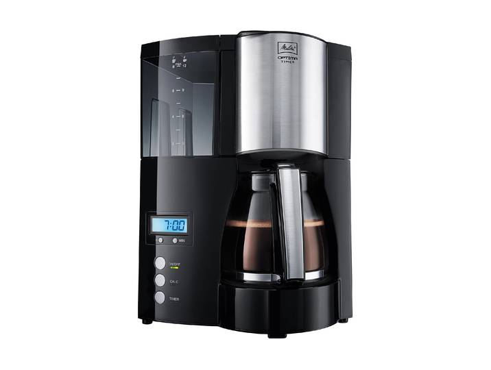 MELITTA Filterkaffeemaschine Optima Timer , schwarz (schwarz, dunkelsilberfarben), 1 l, 8, Kaffeemaschinen, Filterkaffeemaschine
